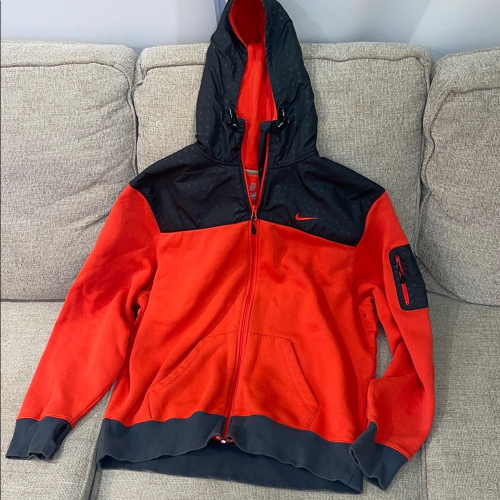 Nike Red and Black Full-Zip Hoodie